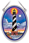 Hatteras at Night Small Oval Stained Glass