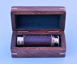 Leather Sheathed Brass Telescope in Hardwood Case