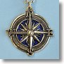 Compass Rose Pendant with Antique Patina and Blue Background