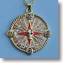 Pirate Skull Compass Rose Pendant with rhinestones and adjustable chain