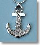 Nautical Anchor Pendant with Rhinestones and Adjustable Beaded Chain