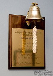 Walnut Plaque with Brass
                Bell - Ring for Cancer survivors: Ring this bell Three times well, Its toll to clearly say My treatments done,
                This course is run, And I am on my way