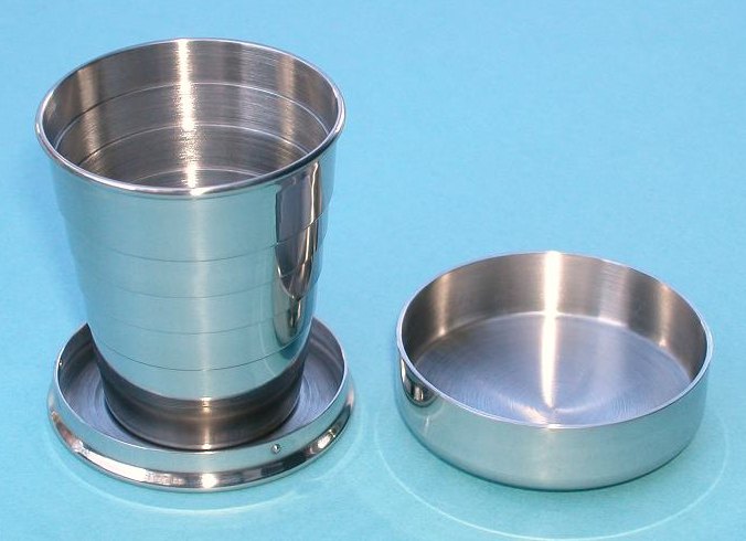 Small 2 oz. Stainless Steel Collapsible Drinking Cup with Lid