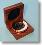 Small Brass Paperweight Compass with Hardwood Box