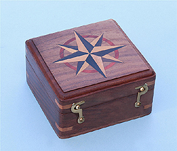 Optional Large Hardwood Case with Hand Inlaid Compass Rose