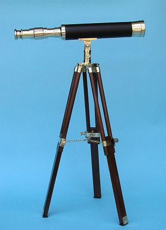19-inch Leather Sheathed Brass Telescope on a Stand