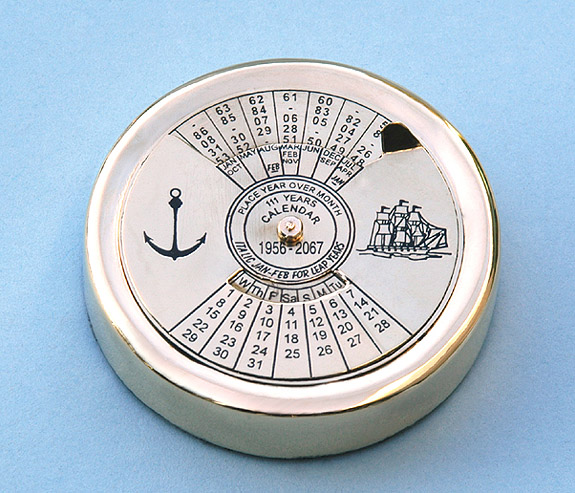 Solid Brass Perpetual Calendar Paperweight